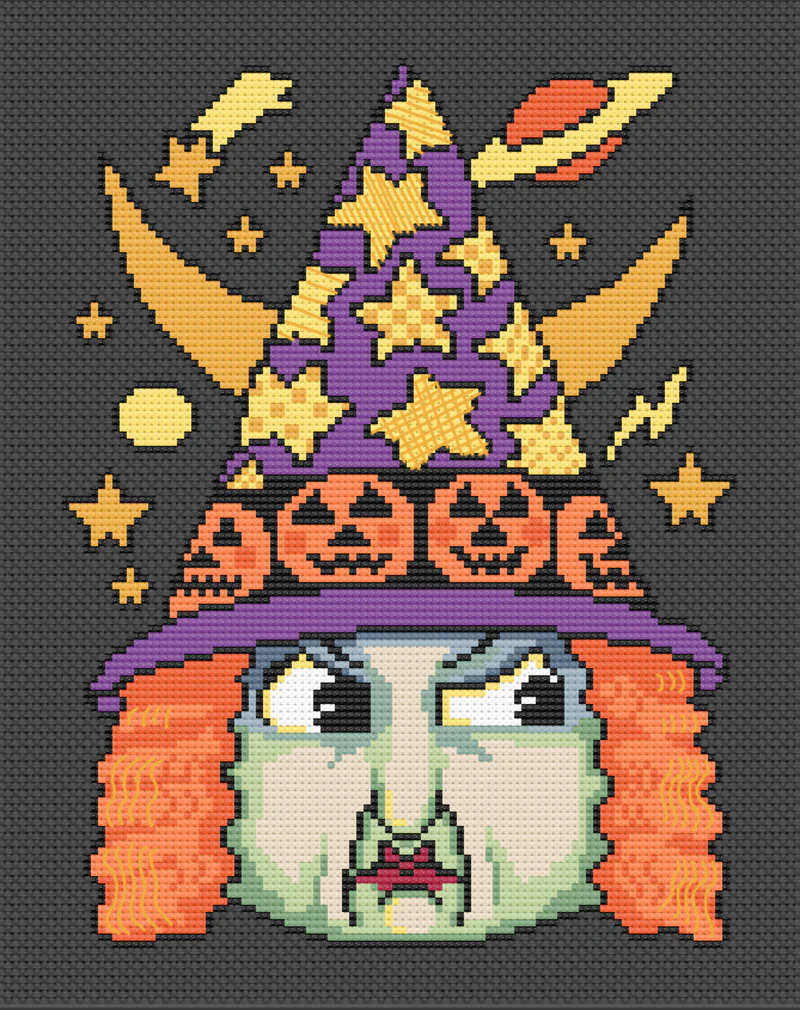 Angry Witch Face Counted Cross Stitch Leaflet - Image 2