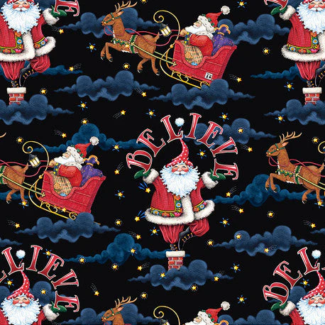 Believe Santa Fabric