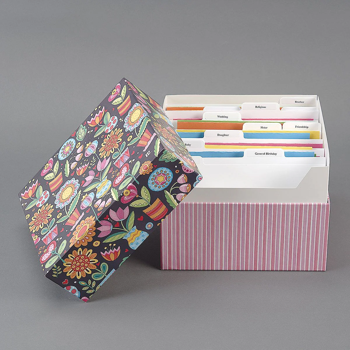 Floral Greeting Card Organizer Box and Labels - Image 3