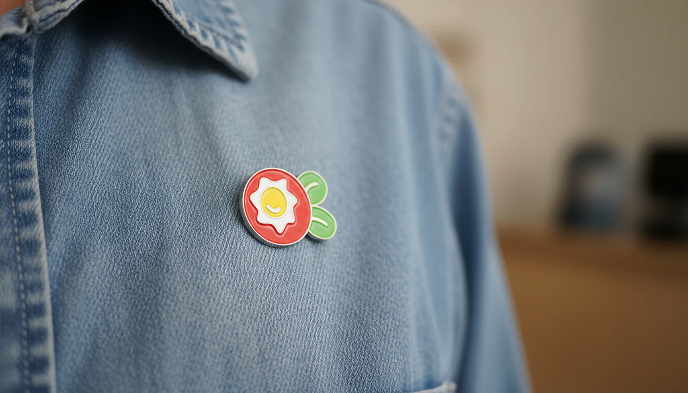 Fried Egg Flower Enamel Art Pin - Image 3