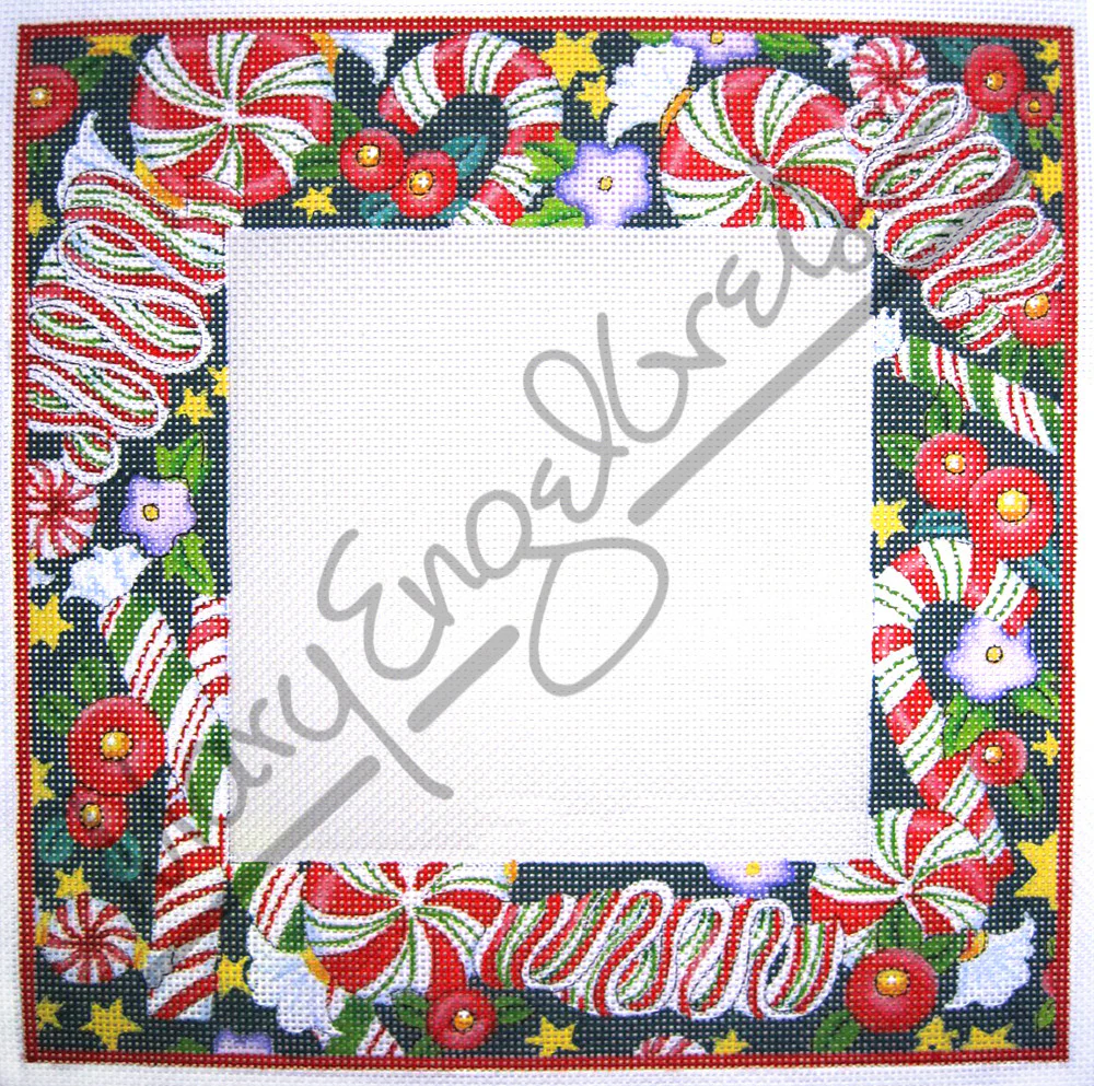 Needlepoint Canvas: Christmas Candy Frame - Image 2