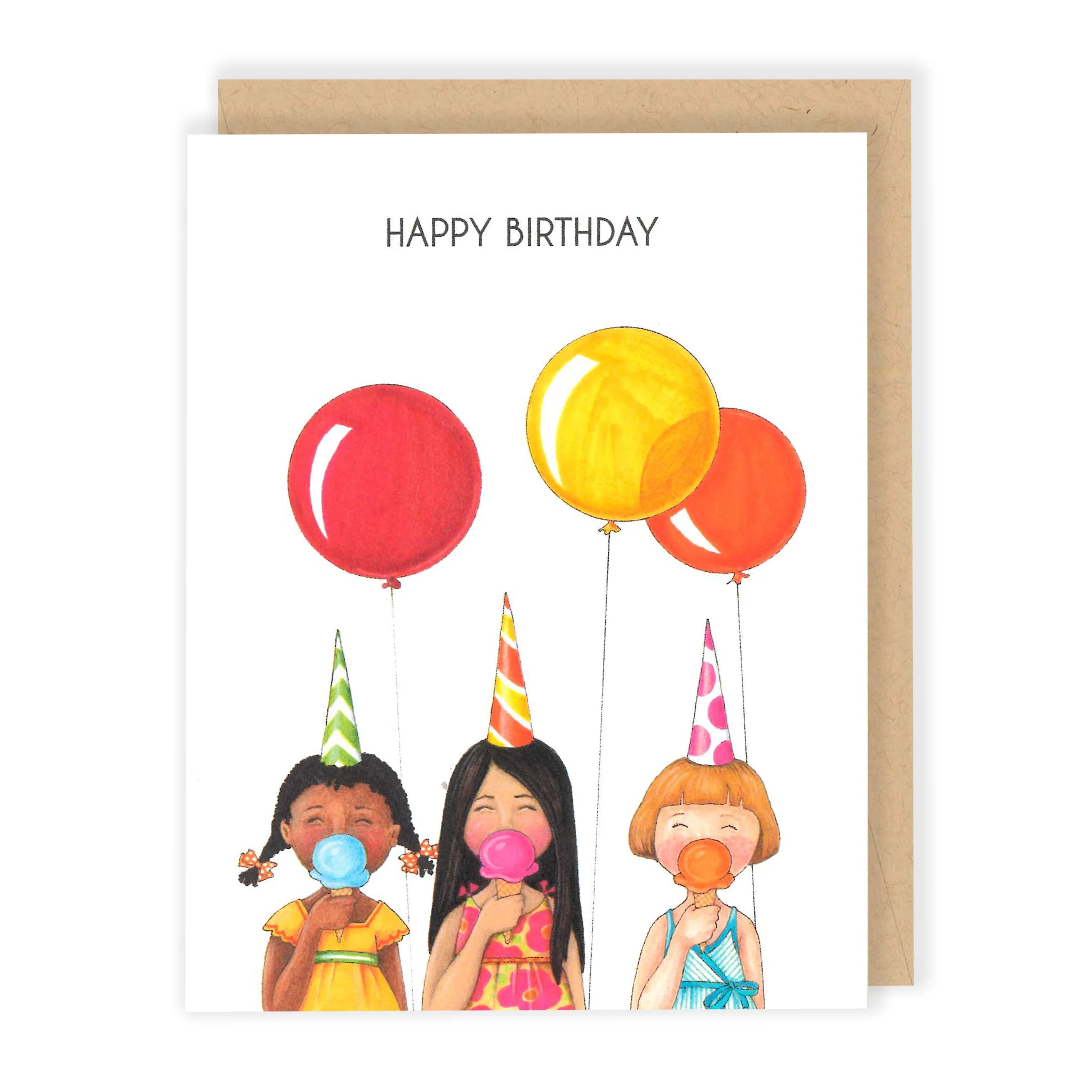Ice Cream Cone Girls Greeting Card