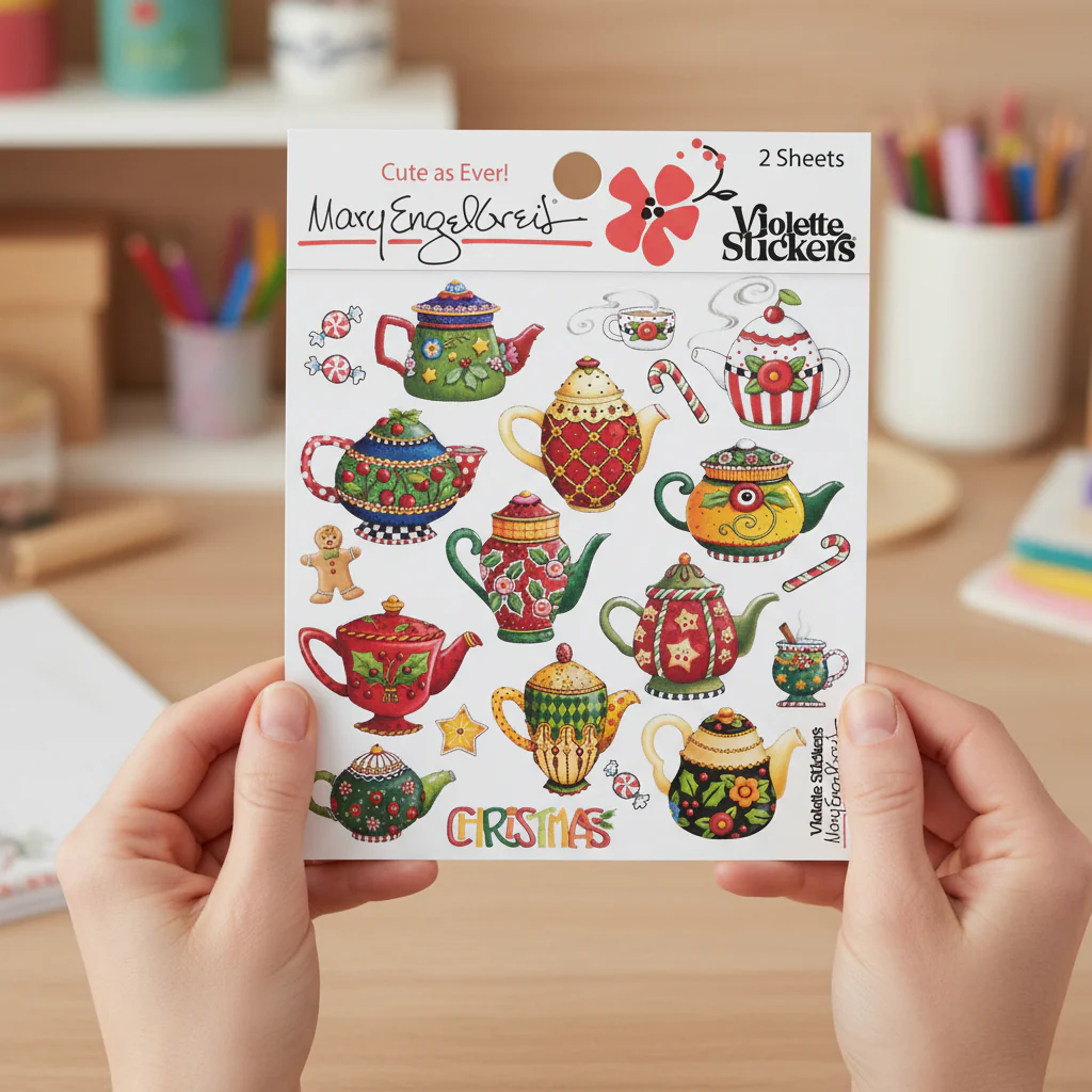 Mary's Christmas Teapots Sticker Sheet - Image 3