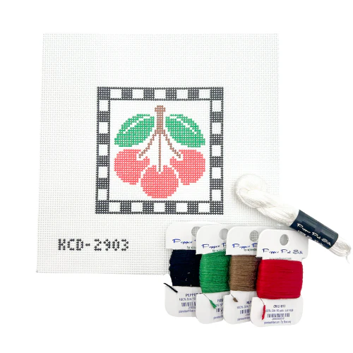 Needlepoint Canvas: Cherries Square Kit - Image 2