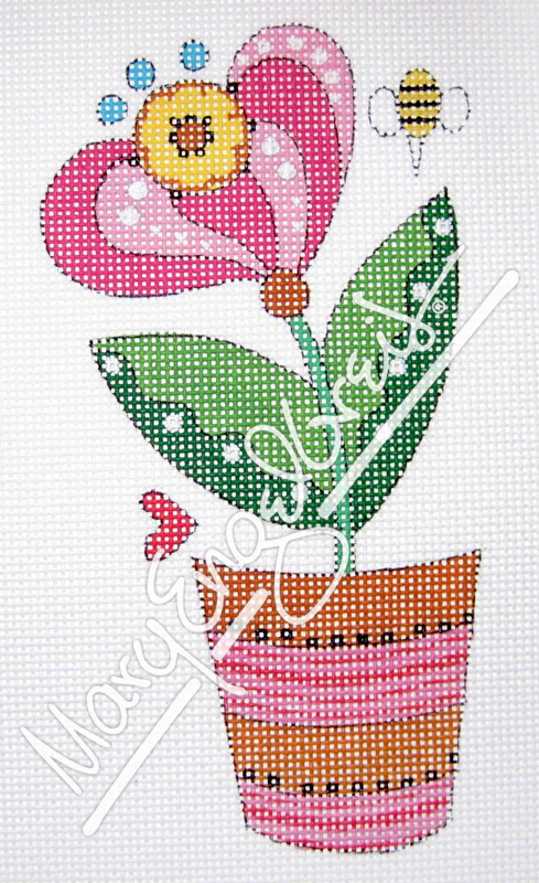 Needlepoint Canvas: Hot Pink Bloom - Image 2