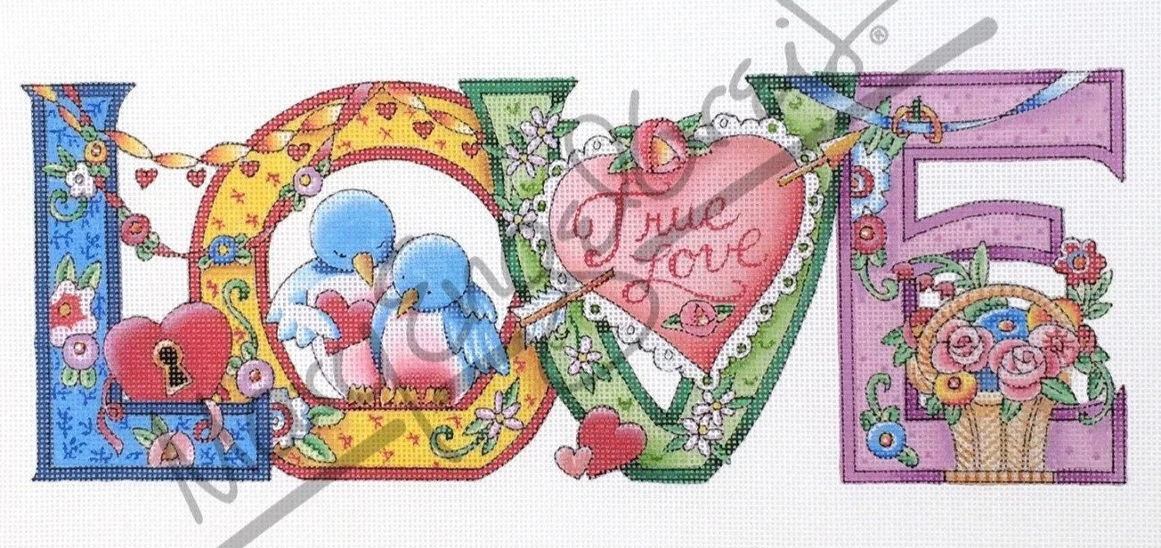 Needlepoint Canvas: L O V E - Image 2