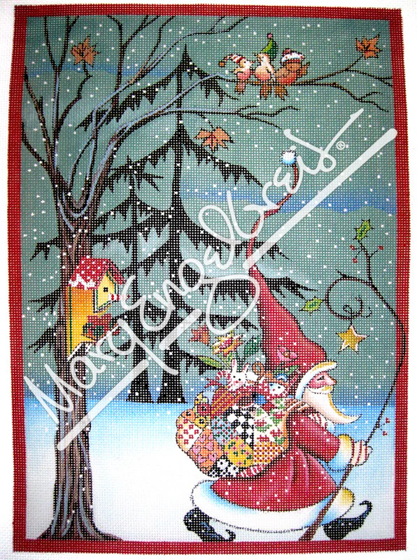 Needlepoint Canvas: Santa Marches On w/ Background - Image 2