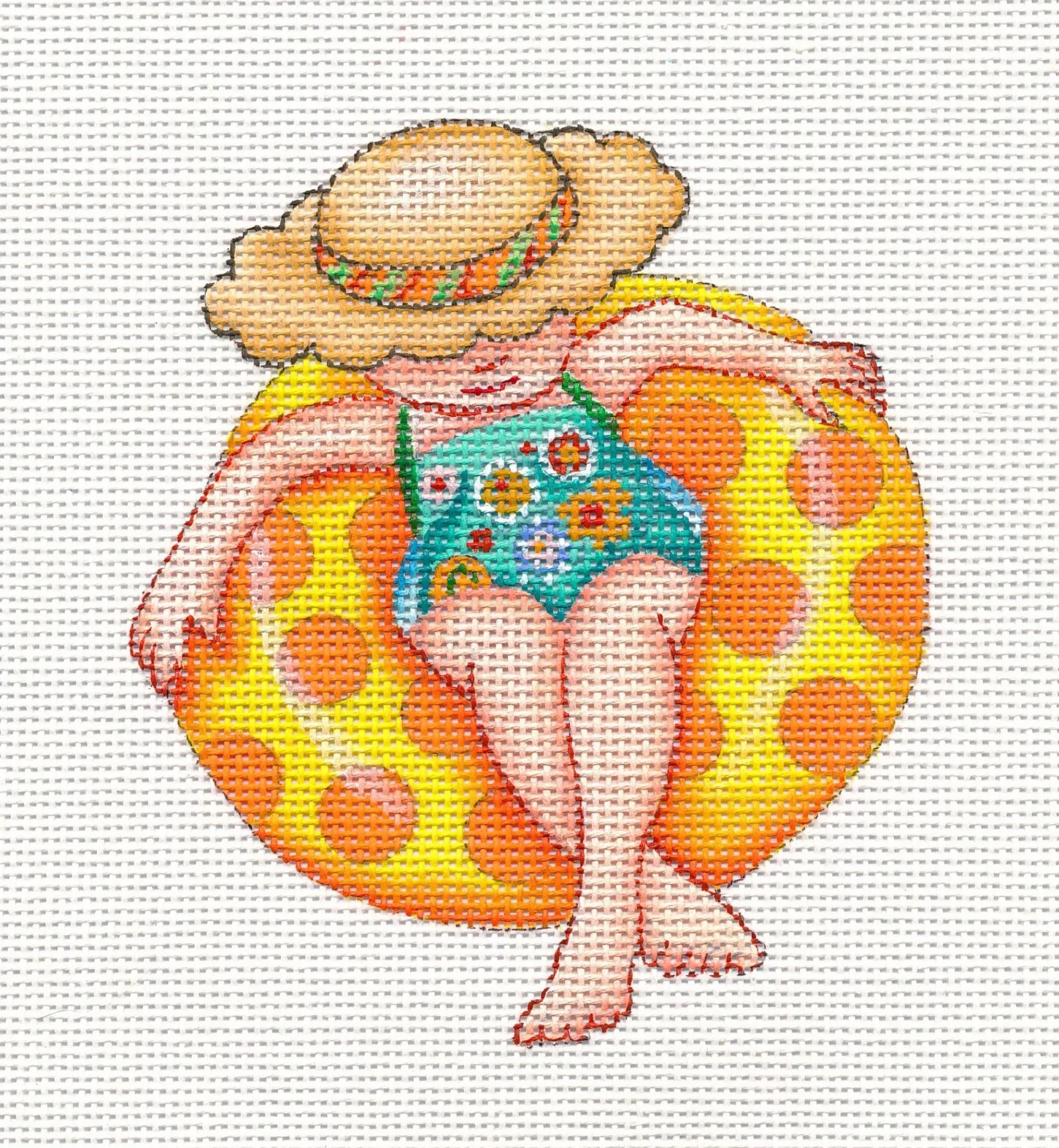 Needlepoint Canvas: Yellow Inner Tube Lady