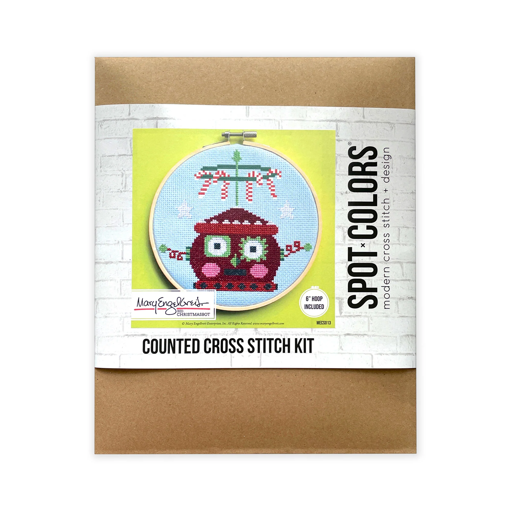 Red Christmas Robot Counted Cross Stitch Kit