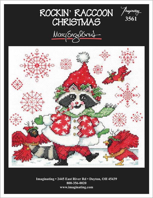 Rockin' Raccoon Christmas Counted Cross Stitch Kit - Image 2