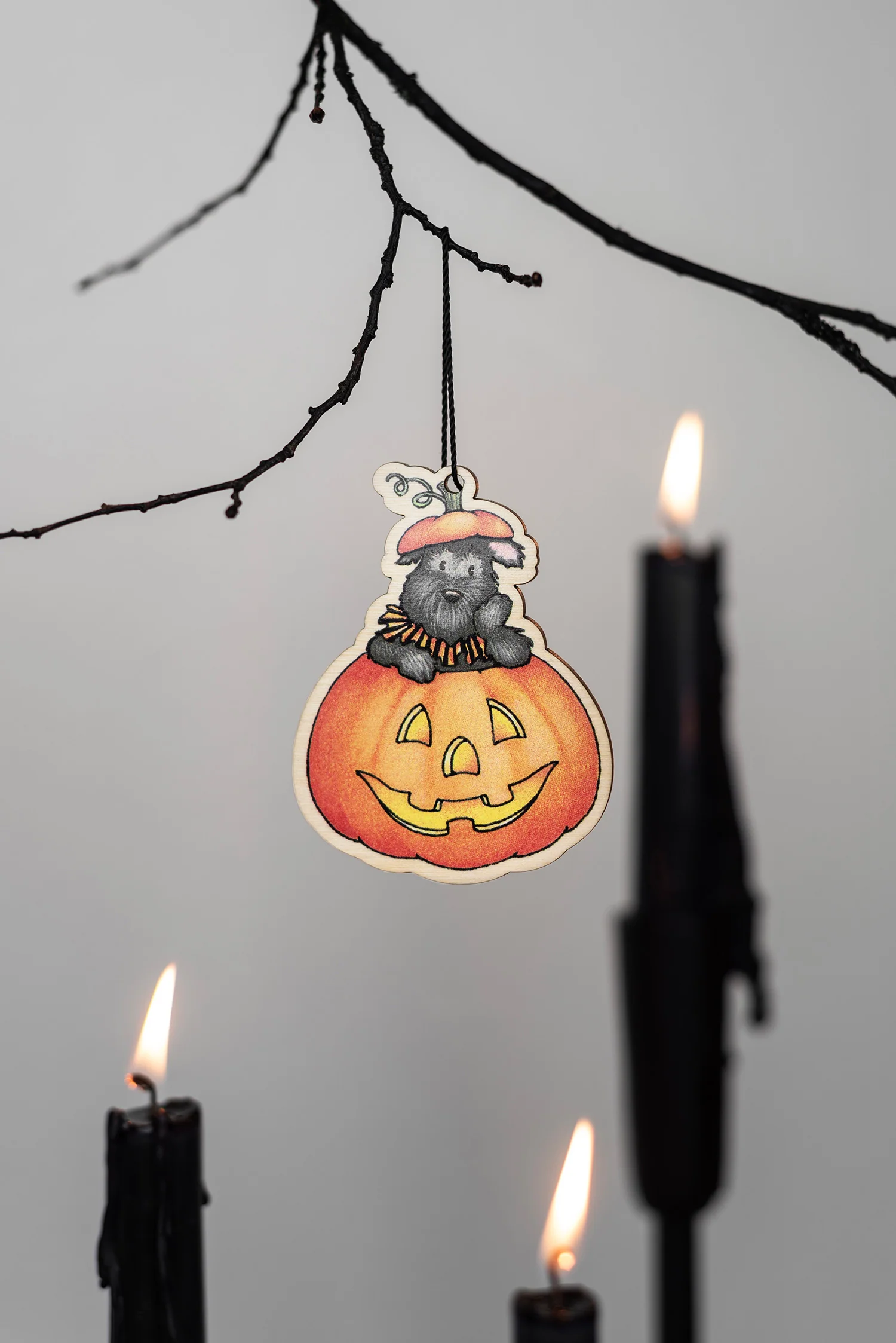 Scottie Pumpkin Wooden Ornament - Image 3