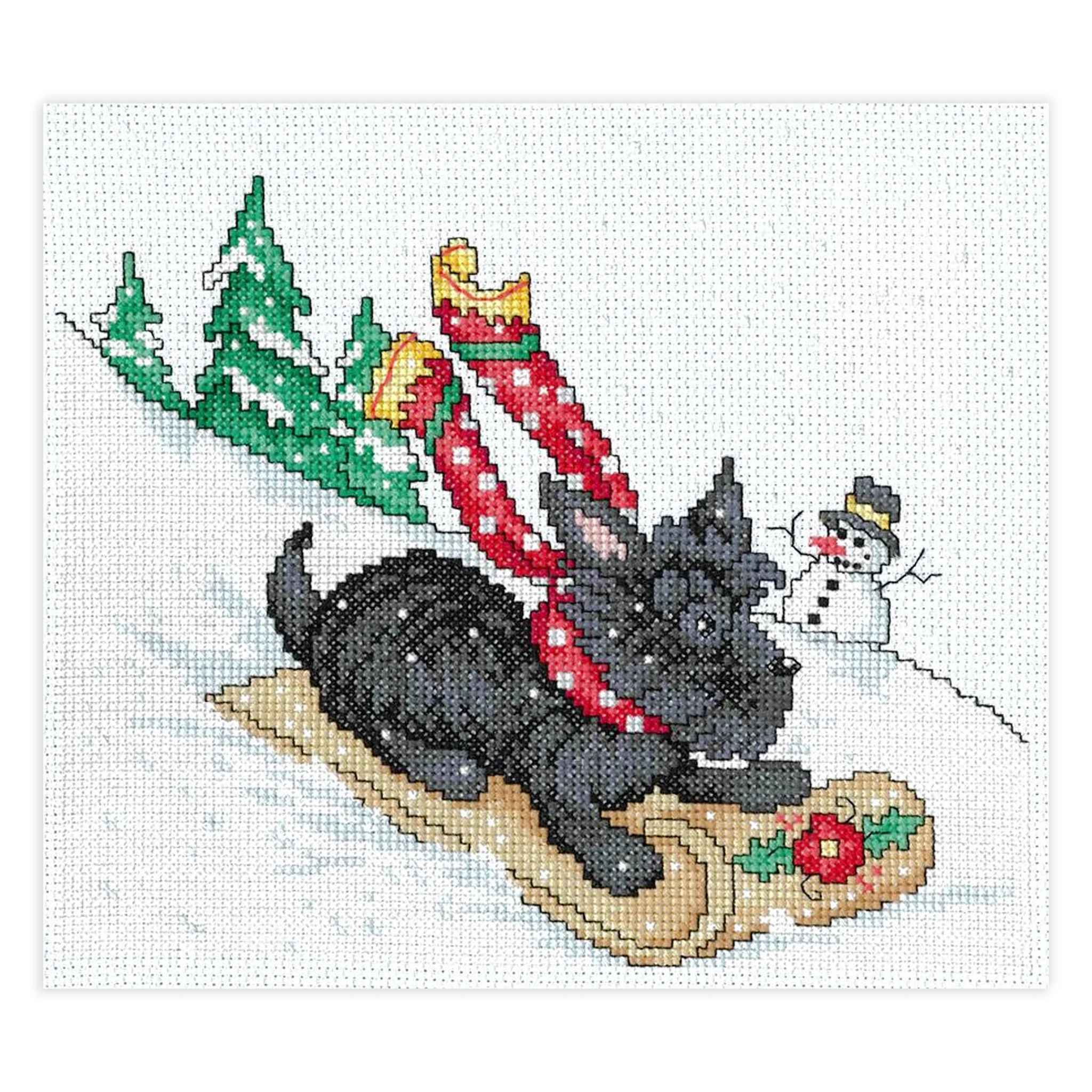 Sledding Scottie Counted Cross Stitch Leaflet