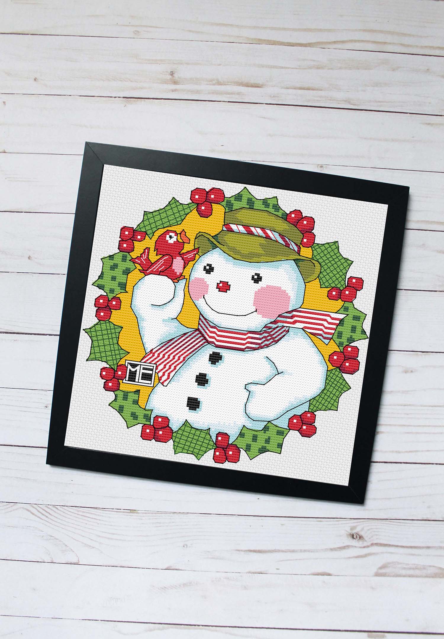 Snowman Wreath Counted Cross Stitch Kit - Image 2