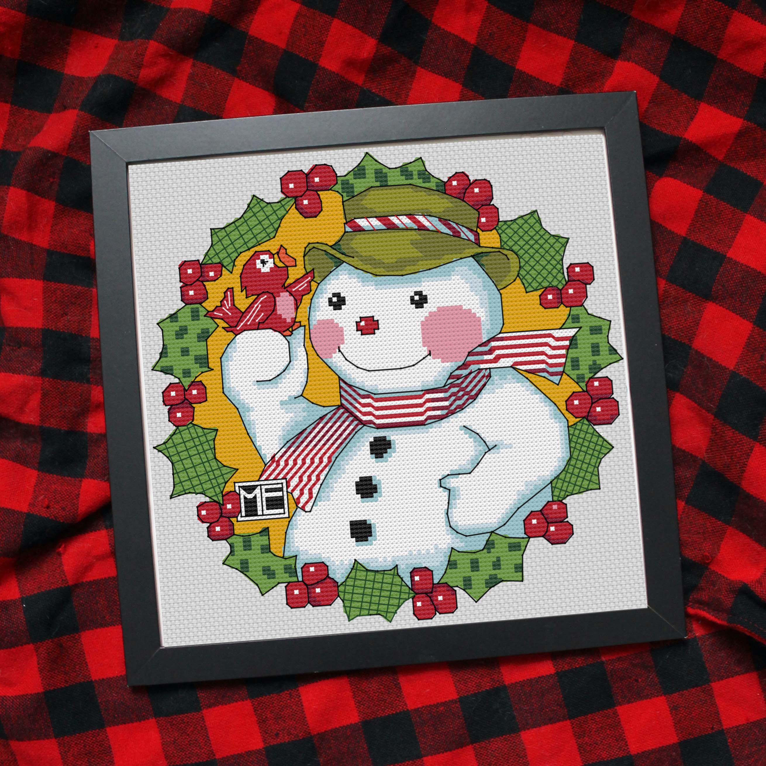 Snowman Wreath Counted Cross Stitch Kit - Image 3