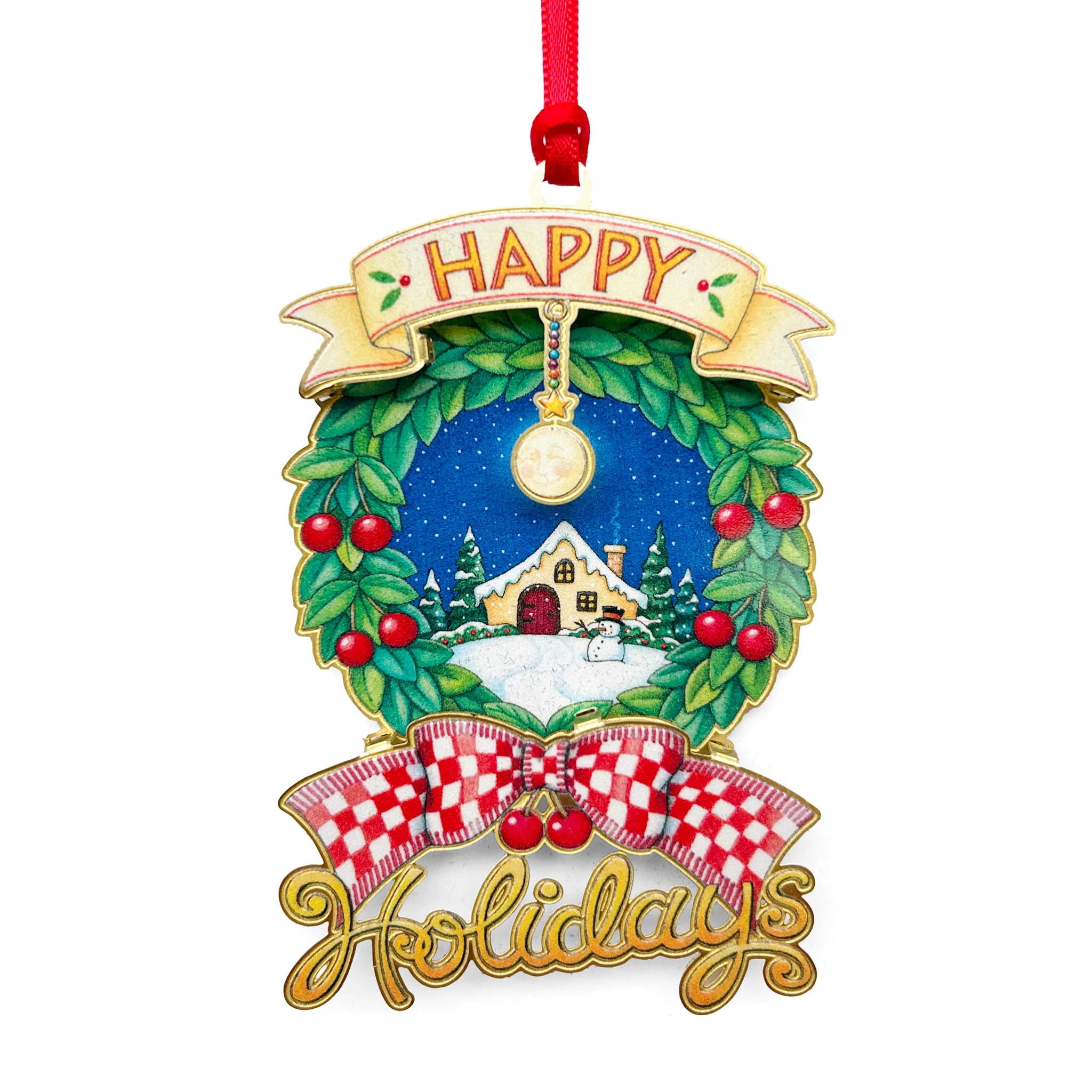 Happy Holidays Cottage Ornament
